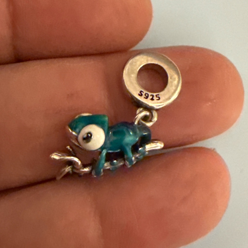 Teal And Silver Chameleon Charm